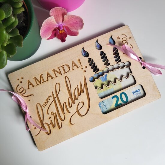 Koka kartiņa naudas dāvanai TORTE